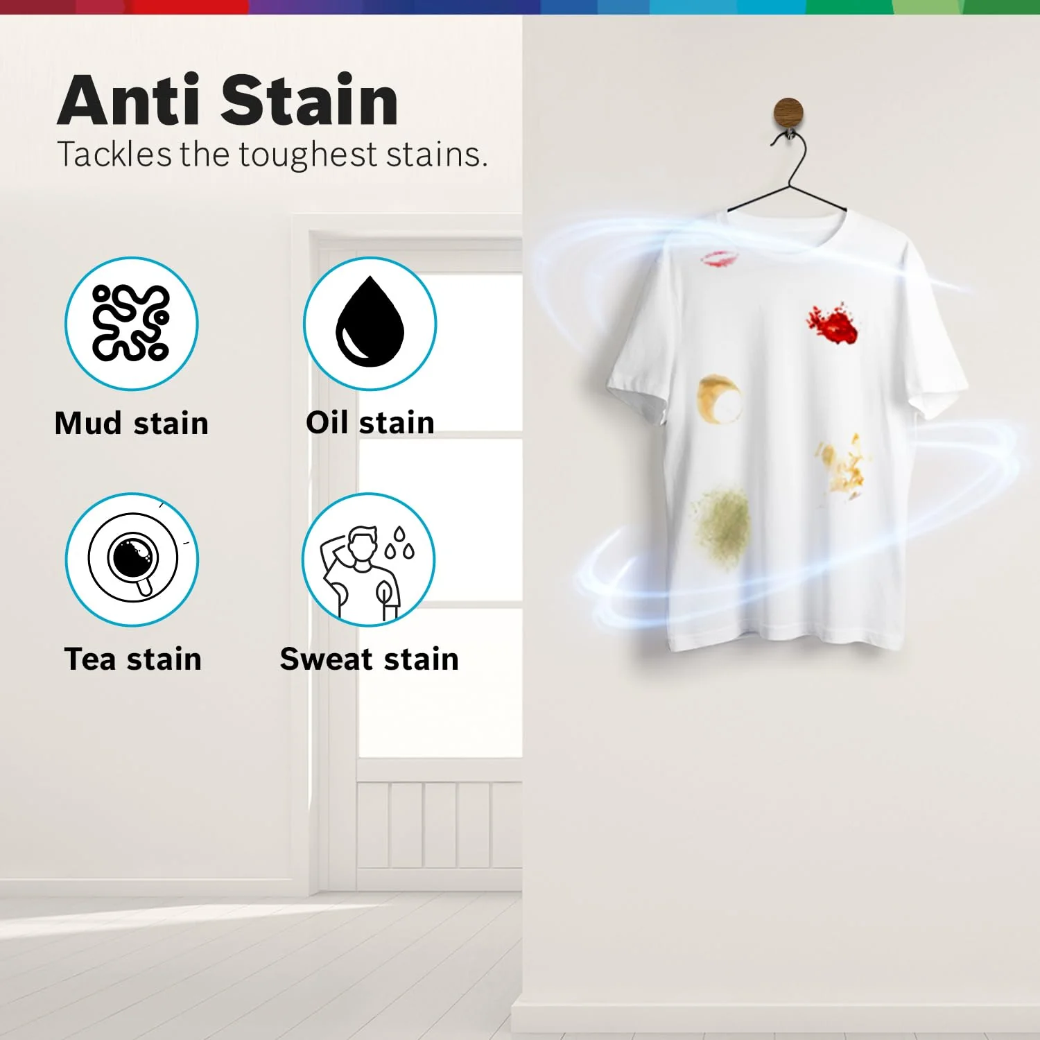 Bosch 8 kg, 5 Star, AI Active Water+, Anti-Tangle, Steam Anti Bacterial, Anti-Wrinkle Fully-Automatic Front Loading Washing Machine (WAJ2826BIN, In-Built Heater, Shiny Silver) - Image 5