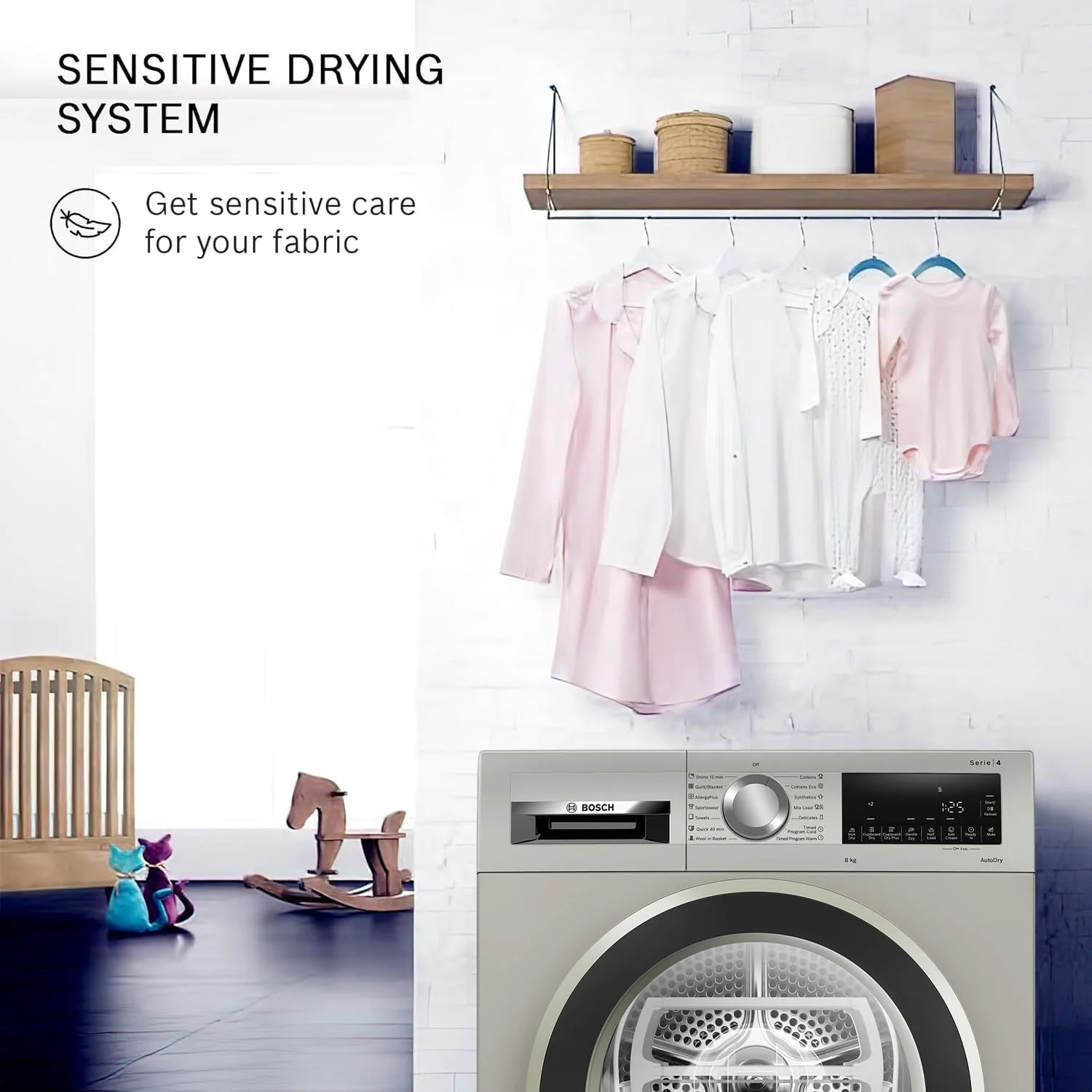 Bosch 8 kg Fully Automatic Front Load Condenser Tumble Dryer (WPG23108IN, 5 Drying Options, 14 Programs, Allergy Plus, 100% Drying with 0% Effort, Inbuilt Heater, Silver) - Image 11