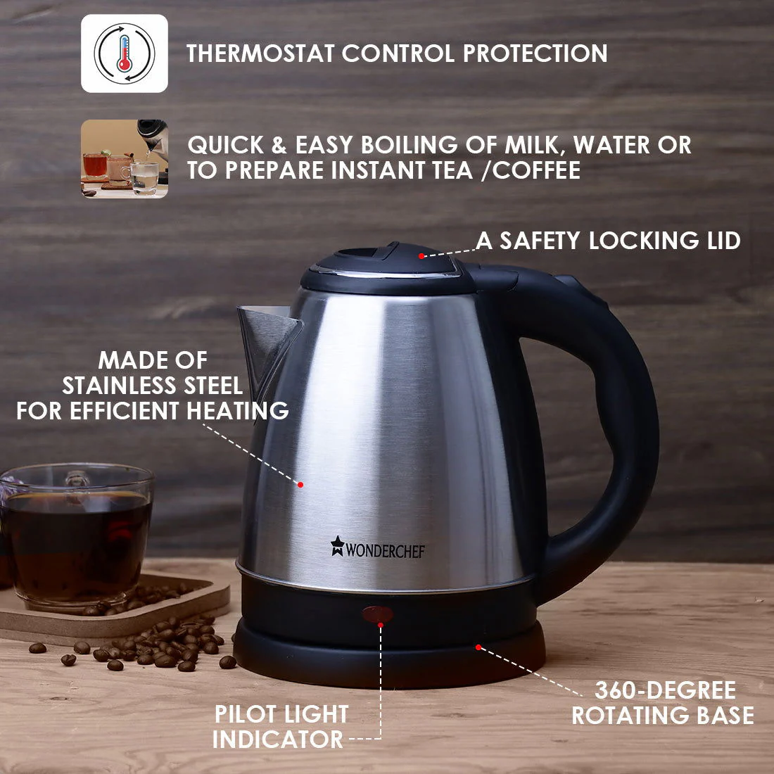 Crescent Electric Kettle 1.5 Litres, 2 years Warranty - Image 4