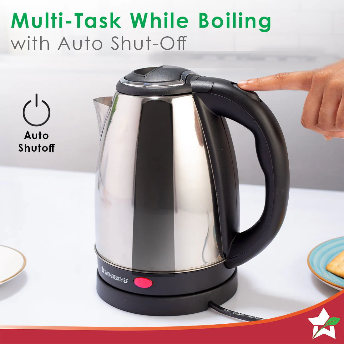 Crescent Electric Kettle, Stainless Steel Interior, Safety Locking Lid- 1.8L, 1800W, 2 Years Warranty - Image 3