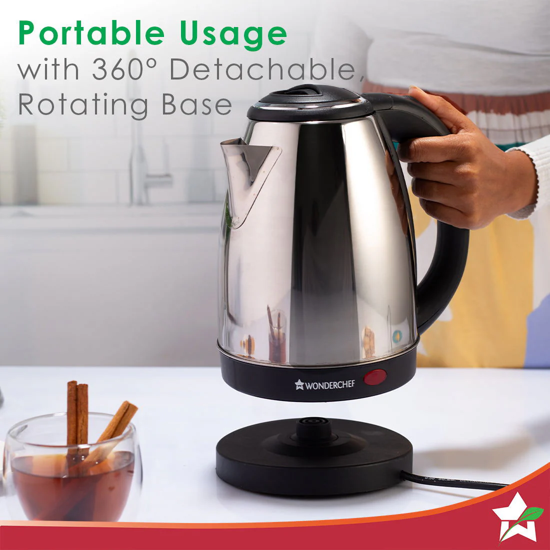 Crescent Electric Kettle, Stainless Steel Interior, Safety Locking Lid- 1.8L, 1800W, 2 Years Warranty - Image 5