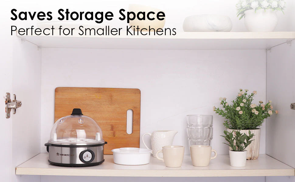 Essenza Instant Egg Boiler | 7 Poachers | 350 W | Stainless Steel Cool-touch Body | Auto Shut-off | Steaming Rack, Measuring Cup with Piercing Pin, Glass Lid with Steam Vent | 2-Year Warranty - Image 16