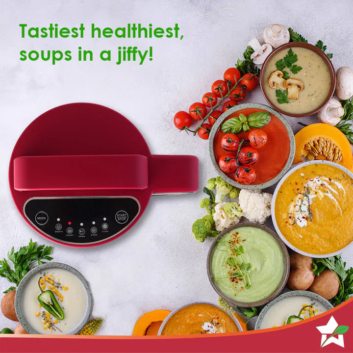 NEO Automatic Soup Maker | 1.0 Litre | 800W Heater | SS Blades & Bowl (Jug) | Soup in just 20 mins | 2 Years Warranty | Red & Black - Image 6