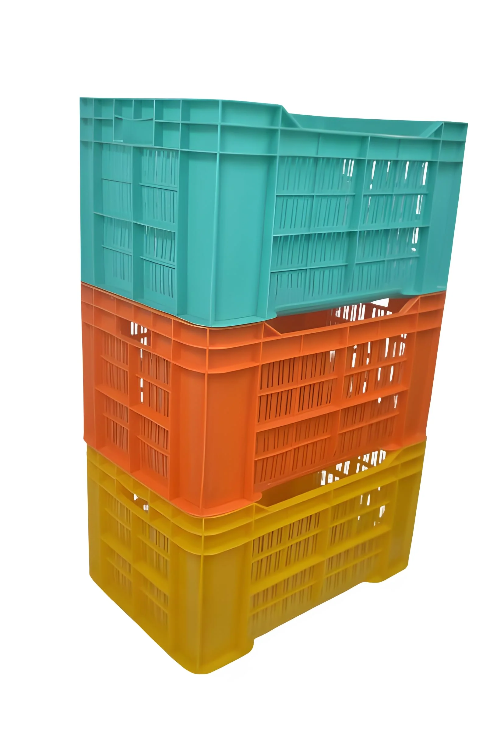 Nilkamal Plastic Rectangular Multipurpose/Vegetable/Fruit/Fish Crate (542 x 360 x 300 mm) Pack of 3 (Blue) 36x54.2x30 cm - Image 4