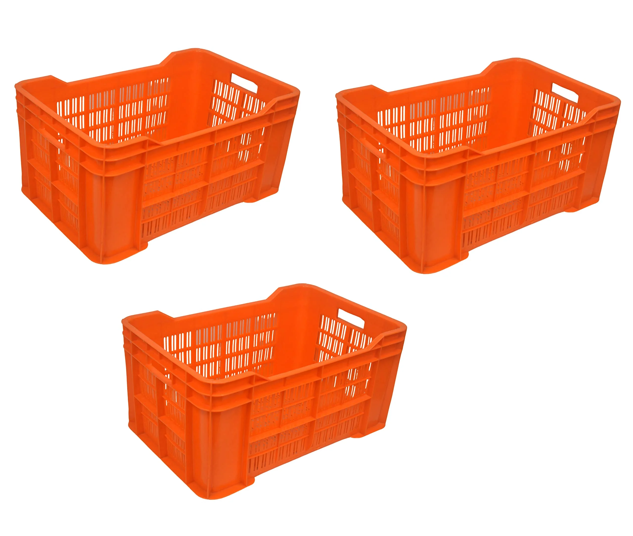 Nilkamal Plastic Rectangular Multipurpose/Vegetable/Fruit/Fish Crate (542 x 360 x 300 mm) Pack of 3 (Blue) 36x54.2x30 cm - Image 6