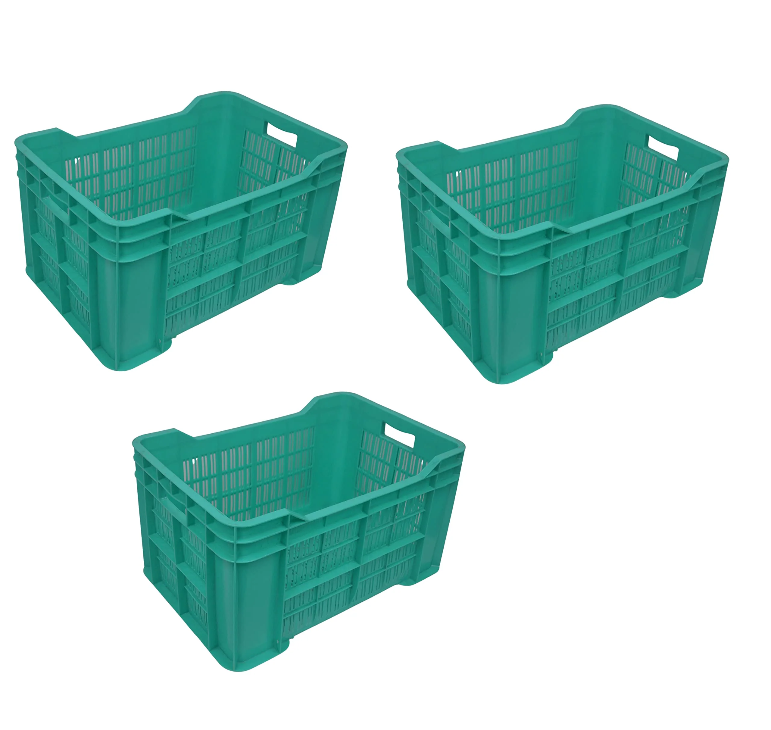 Nilkamal Plastic Rectangular Multipurpose/Vegetable/Fruit/Fish Crate (542 x 360 x 300 mm) Pack of 3 (Blue) 36x54.2x30 cm - Image 7