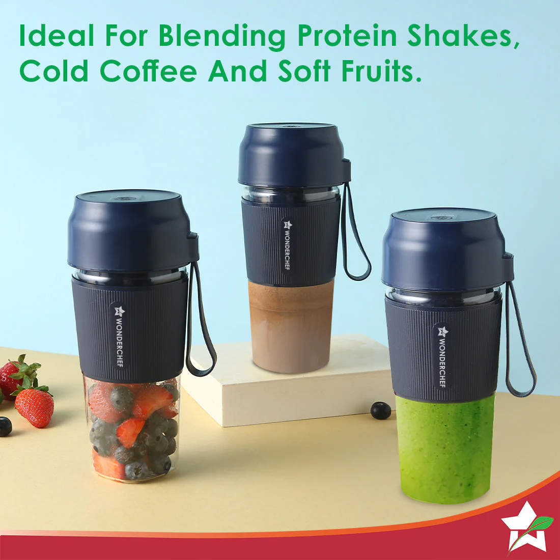 Nutri-Cup Portable Blender | USB Charging | Smoothie maker | SS Blades | Battery Operated Rechargeable Blender | 300ml | Compact Size | Blue - Image 10