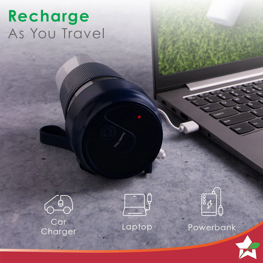 Nutri-Cup Portable Blender | USB Charging | Smoothie maker | SS Blades | Battery Operated Rechargeable Blender | 300ml | Compact Size | Blue - Image 5