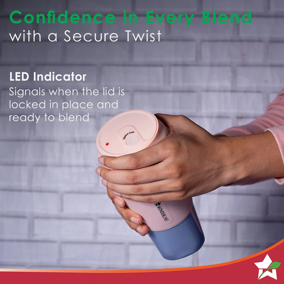 Nutri-Cup Portable Blender | USB Charging | Smoothie maker | SS Blades | Battery Operated Rechargeable Blender | 300ml | Compact Size | Pink - Image 6