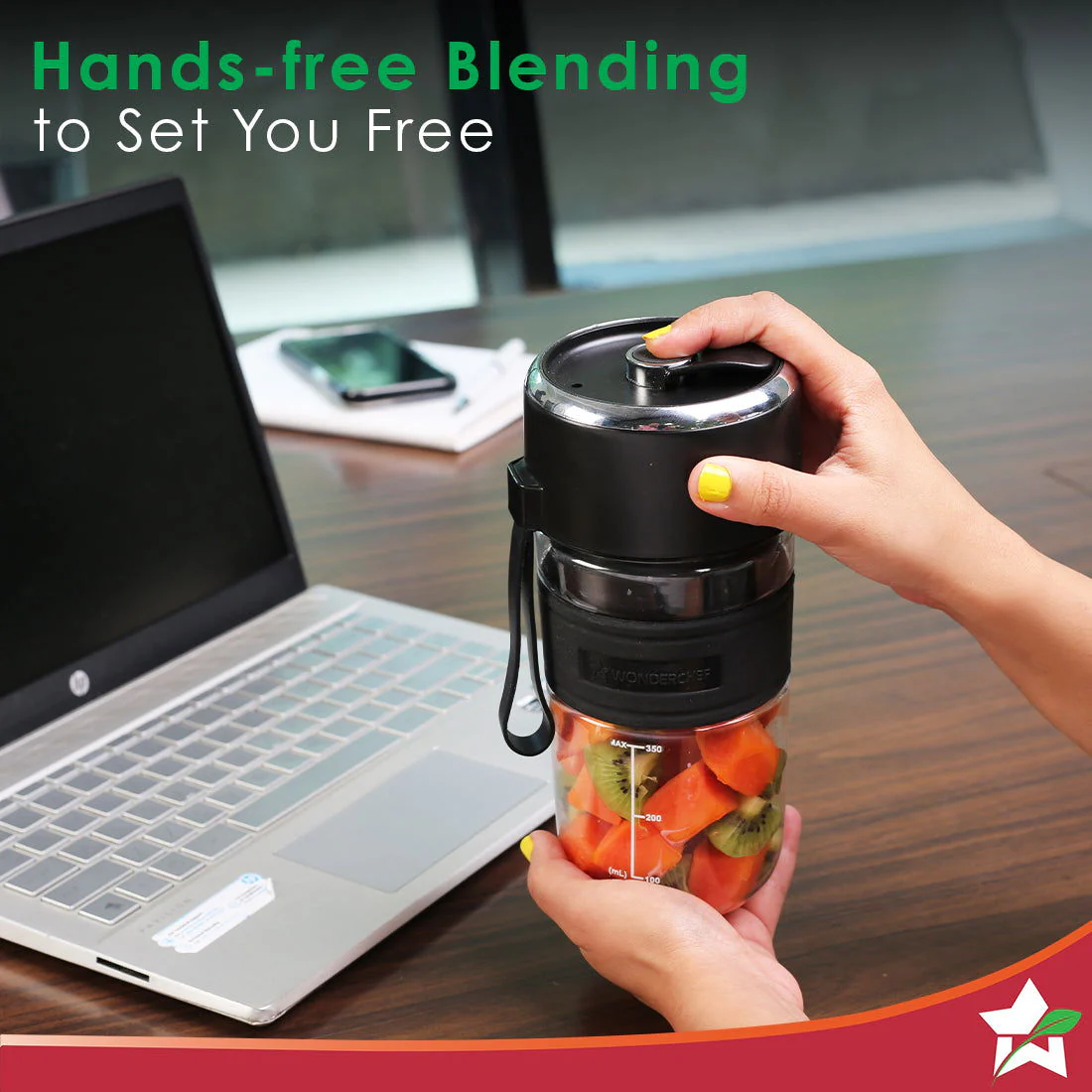 Nutri-cup Zip Portable Blender | 350ml | Blend & Sip with Flip Top Sipper Lid | For Smoothies, Juices, Shakes, Coffee | 2000 mAh Battery | 20 Blending Cycles in One Charge | Type C Charging | Black - Image 5