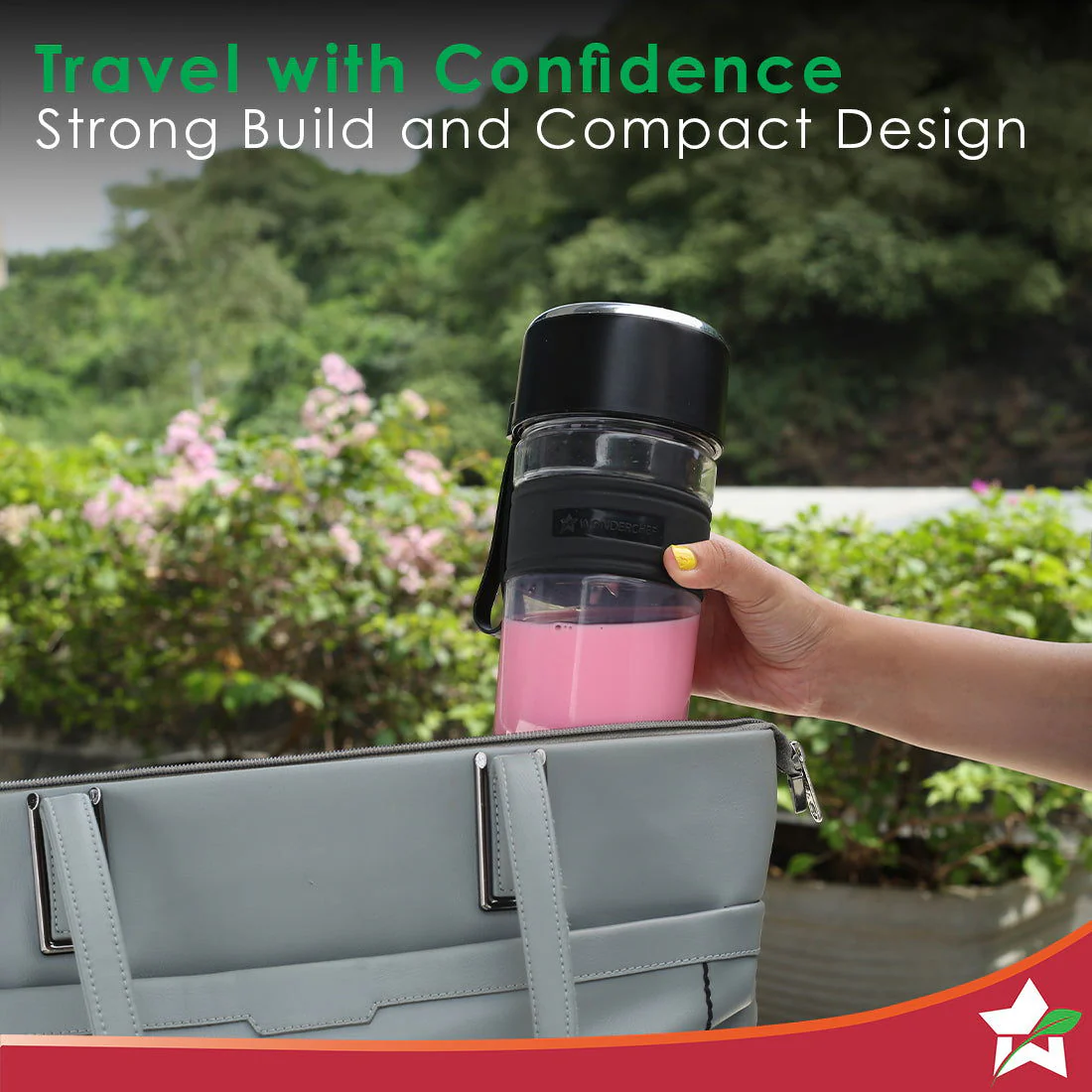 Nutri-cup Zip Portable Blender | 350ml | Blend & Sip with Flip Top Sipper Lid | For Smoothies, Juices, Shakes, Coffee | 2000 mAh Battery | 20 Blending Cycles in One Charge | Type C Charging | Black - Image 6