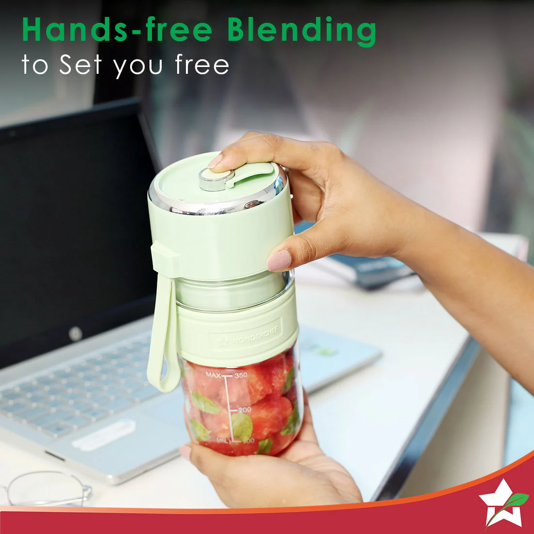 Nutri-cup Zip Portable Blender | 350ml | Blend & Sip with Flip Top Sipper Lid | For Smoothies, Juices, Shakes, Coffee | 2000 mAh Battery | 20 Blending Cycles in One Charge | Type C Charging | Green - Image 5