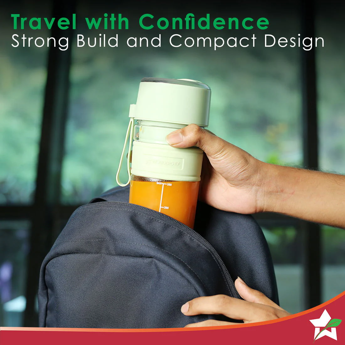 Nutri-cup Zip Portable Blender | 350ml | Blend & Sip with Flip Top Sipper Lid | For Smoothies, Juices, Shakes, Coffee | 2000 mAh Battery | 20 Blending Cycles in One Charge | Type C Charging | Green - Image 6