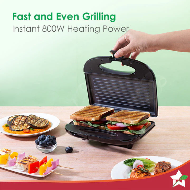 Prato Plus Griller Auto Temp Control, LED indicator | 800 W | Non-stick Coated Plates | Oil Free Toasting| Easy to Clean| 1 Year Warranty - Image 4