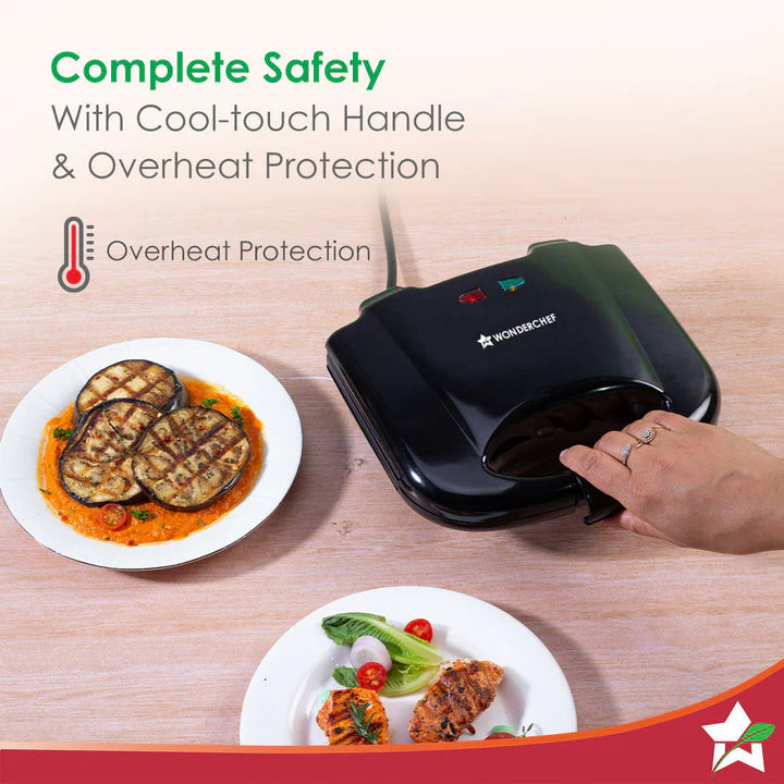 Prato Plus Griller Auto Temp Control, LED indicator | 800 W | Non-stick Coated Plates | Oil Free Toasting| Easy to Clean| 1 Year Warranty - Image 6