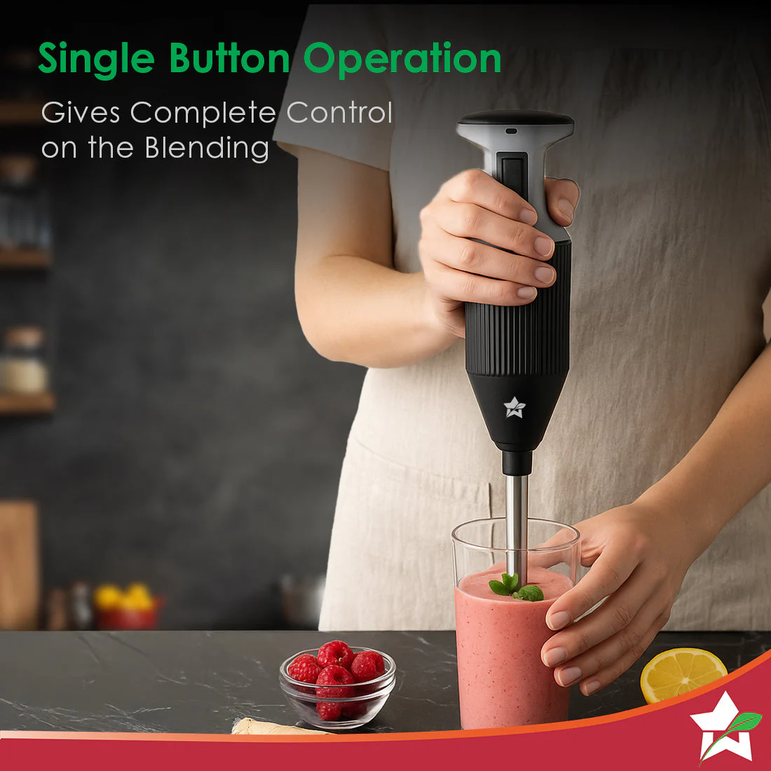 Prima Plus Electric 250W Hand Blender | Portable | Hot & Cold Blending | Food Grade SS Blades | 2 Speed Button | 3 Removable Blades for Blending, Whisking, Chopping | Make Puree, Baby Food, Soup, Smoothie | Wall Mount Holder | 2 Years Warranty | Black - Image 4