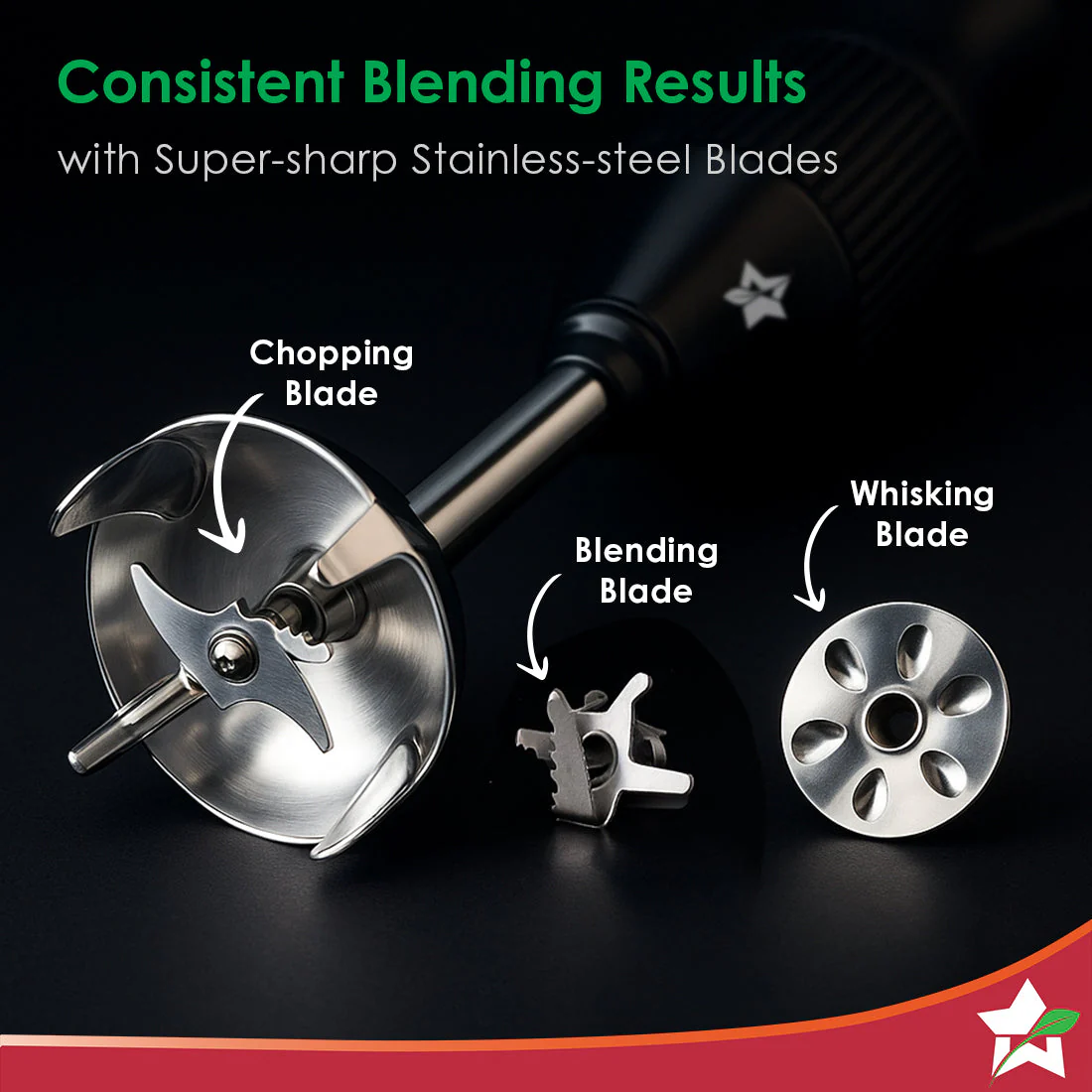 Prima Plus Electric 250W Hand Blender | Portable | Hot & Cold Blending | Food Grade SS Blades | 2 Speed Button | 3 Removable Blades for Blending, Whisking, Chopping | Make Puree, Baby Food, Soup, Smoothie | Wall Mount Holder | 2 Years Warranty | Black - Image 5