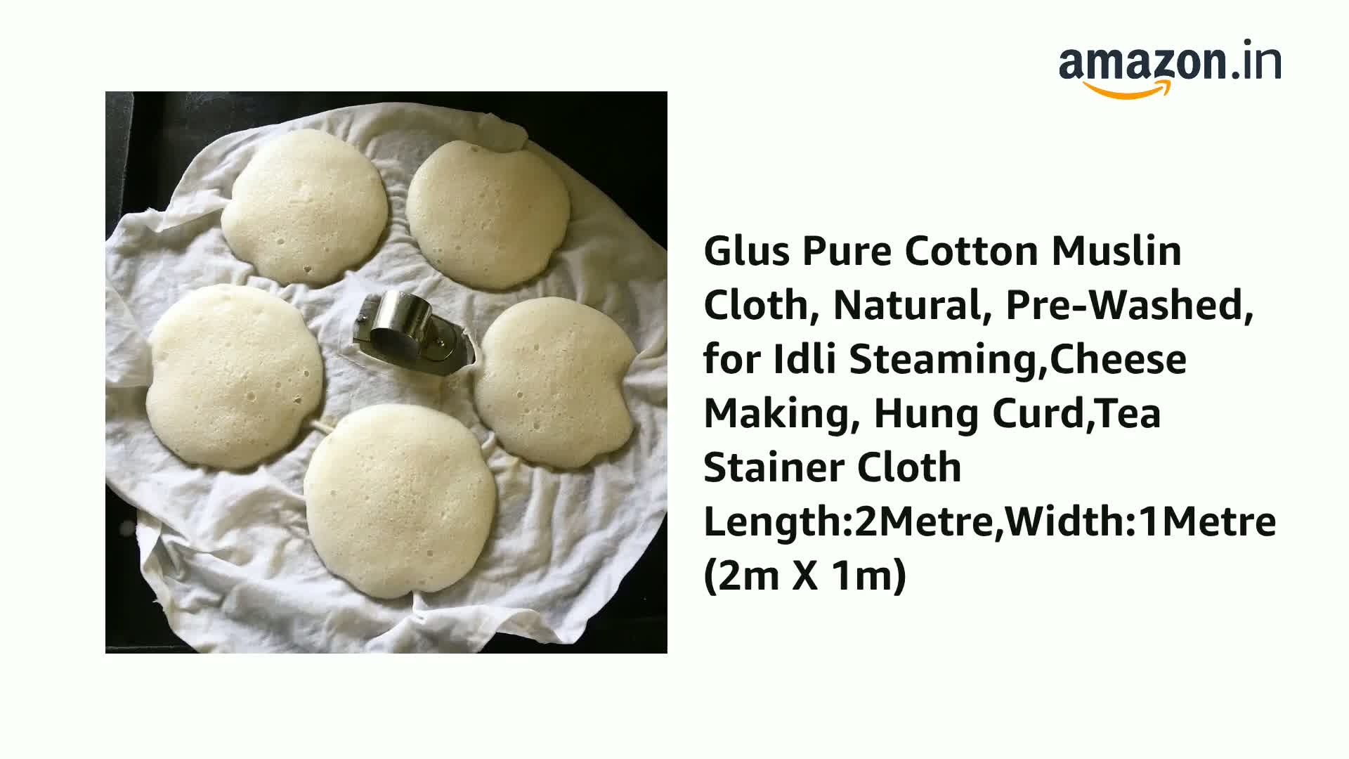 Pure Cotton Muslin Cloth, Natural, Pre-Washed, for Idli Steaming,Cheese Making, Hung Curd,Tea Stainer Cloth Length:2Metre,Width:1Metre (2m X 1m) - Image 8