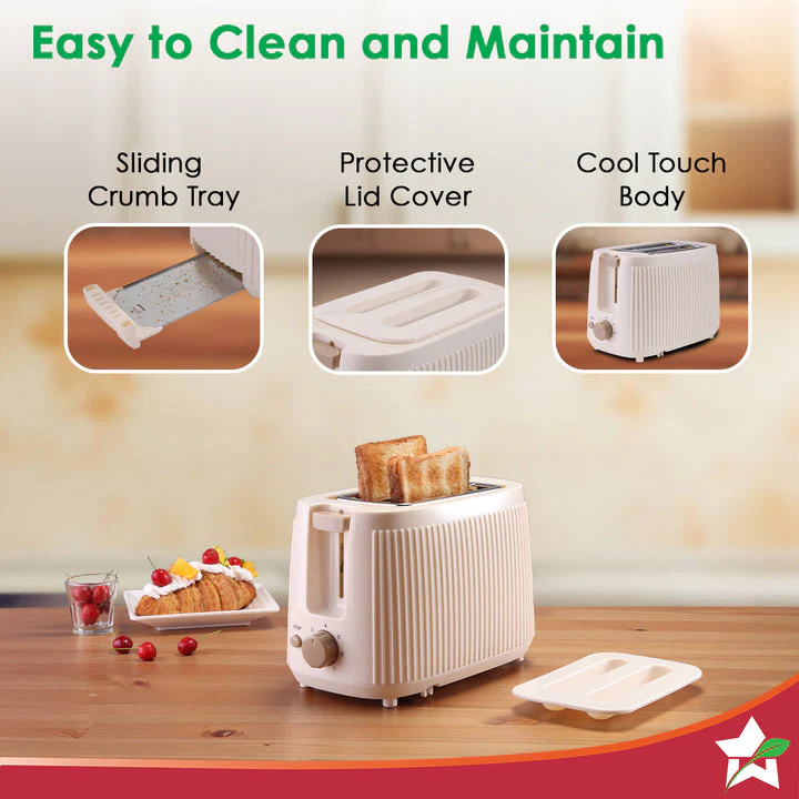 Regalia 2-Slice Pop-up Toaster with Lid Cover, 7 Browning Options for Golden Crispy Bread Toasts, Mid-Cycle Cancel Function, Slide-out Crumb Tray, 2-Yr Warranty, Ivory, Electric Toaster - Image 5