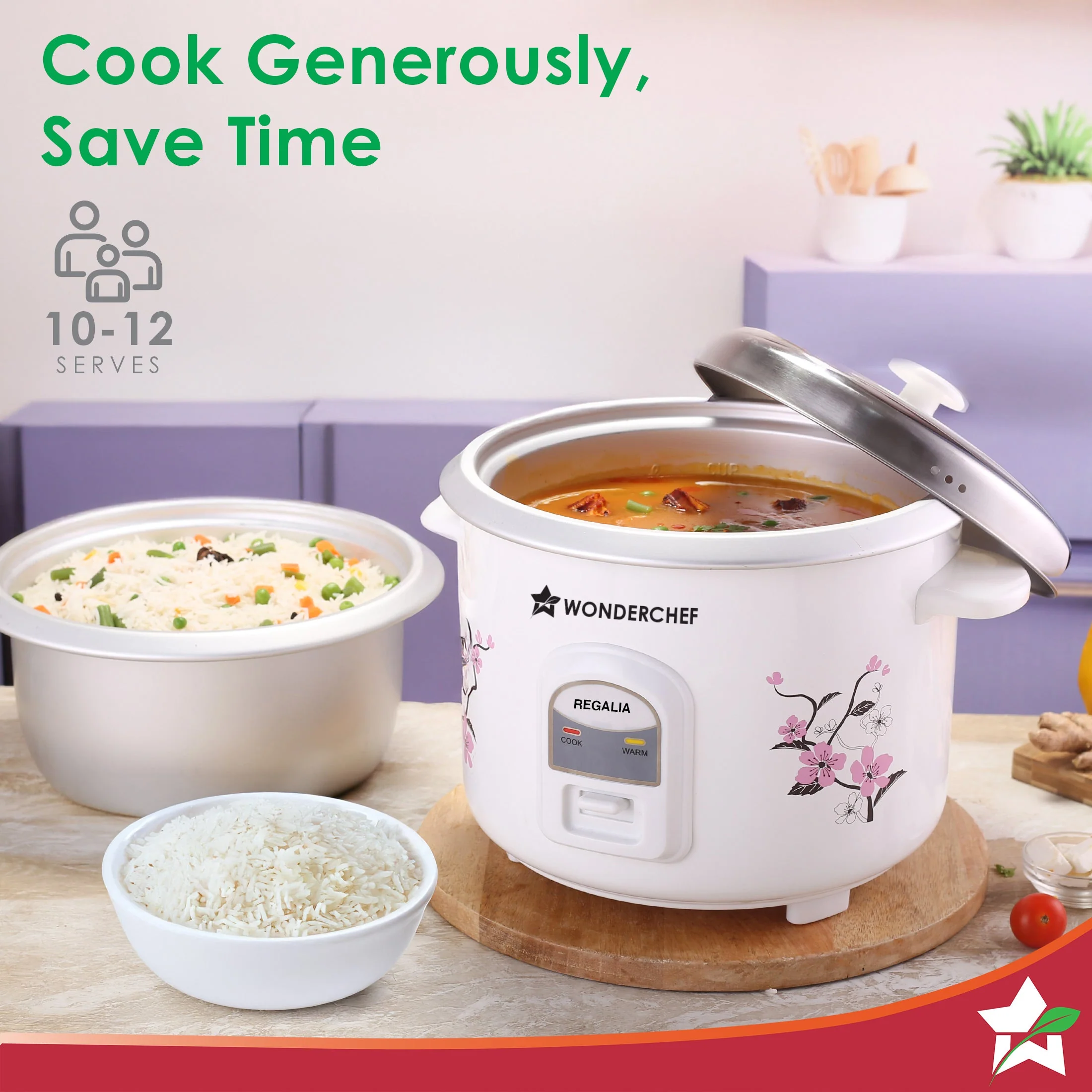 Regalia Electric Rice Cooker | 1.8 L, 700W | 2 Non-stick Bowls Serve 7-8 | Keep Warm Function | Uniform Cooking | Steam Veggies, Make Pulao, Khichdi, Momos | 2-Year Warranty - Image 5