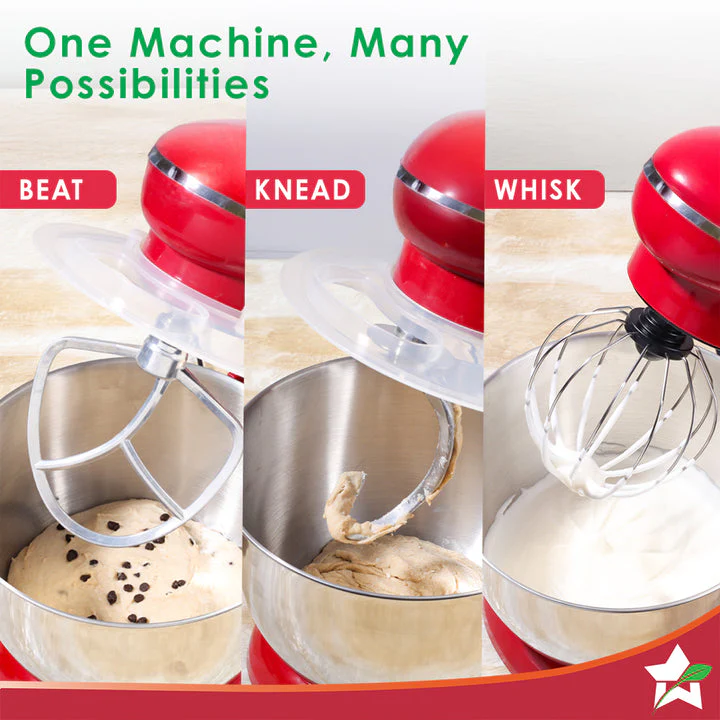 Regalia Neo Stand Mixer | 5.5L Stainless-steel Bowl | 10-speed Setting | 4 Attachments | Whisk, Whip, Beat, Mix | For Cake & Pizza Doughs, Creams, Salad Dressings, Eggs | 2 Year Warranty | Red - Image 4