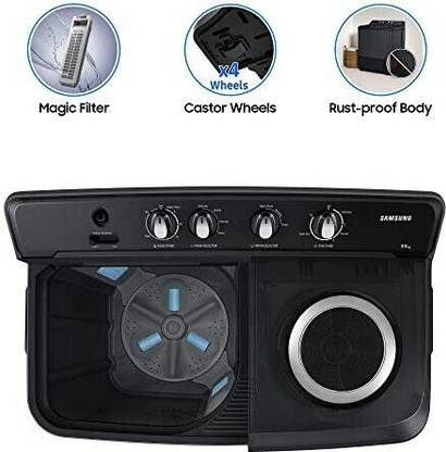 Samsung 9.5 kg 5 star,Air Turbo Drying Semi Automatic Top Load Washing Machine Black, Grey (WT95A4260GD/TL) - Image 4