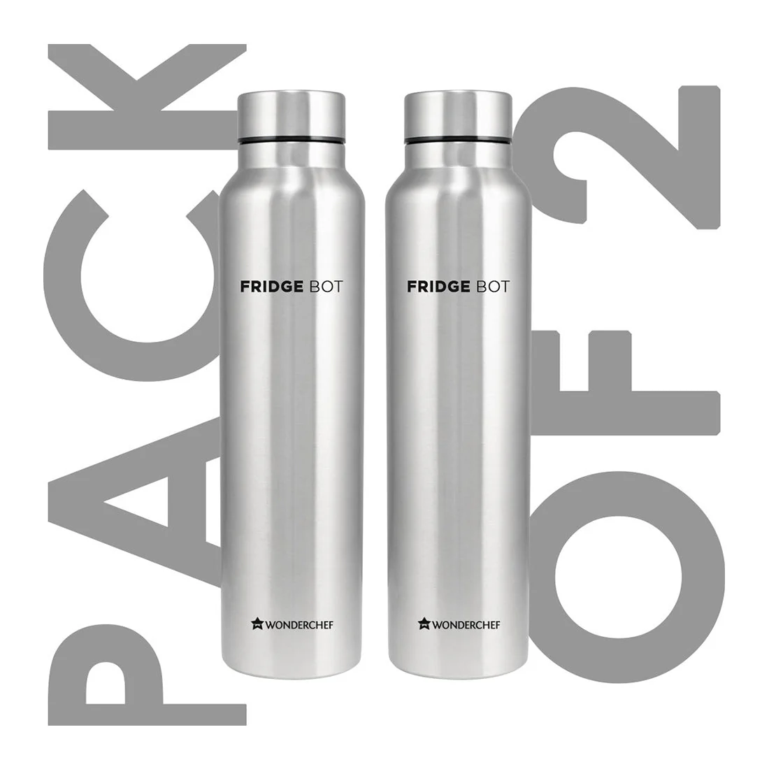 Stainless Steel Fridge-bot 1000 ml Each | Pack of 2 | Gift Box Packing | Single wall | Non-insulated | 304 Stainless Steel | Non Toxic | BPA free | Rust Free | Spill and Leak proof | Light weight | For Home & Office | Wide Mouth | 2 Years Warranty - Image 4
