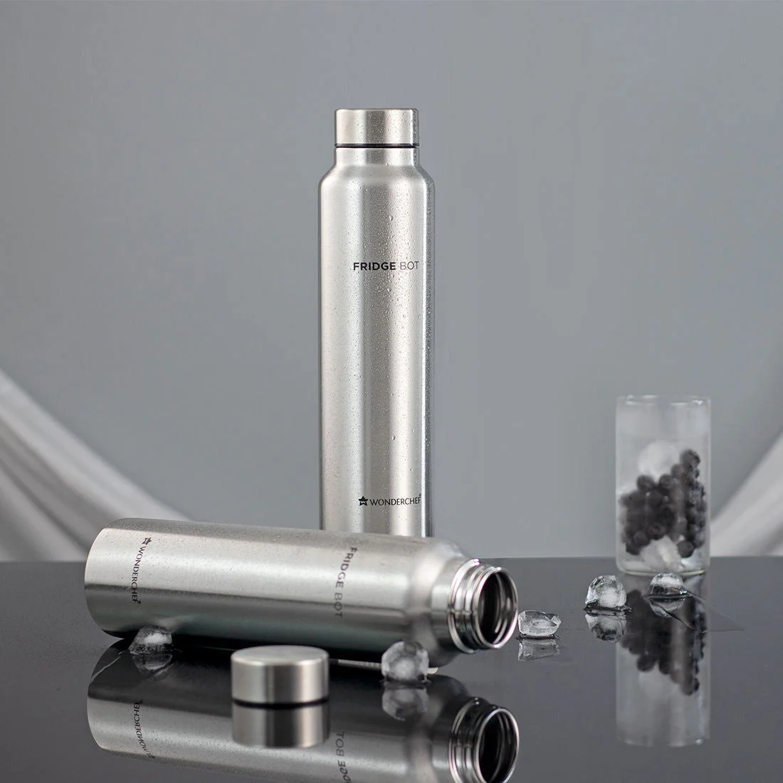 Stainless Steel Fridge-bot 1000 ml Each | Pack of 2 | Gift Box Packing | Single wall | Non-insulated | 304 Stainless Steel | Non Toxic | BPA free | Rust Free | Spill and Leak proof | Light weight | For Home & Office | Wide Mouth | 2 Years Warranty - Image 5