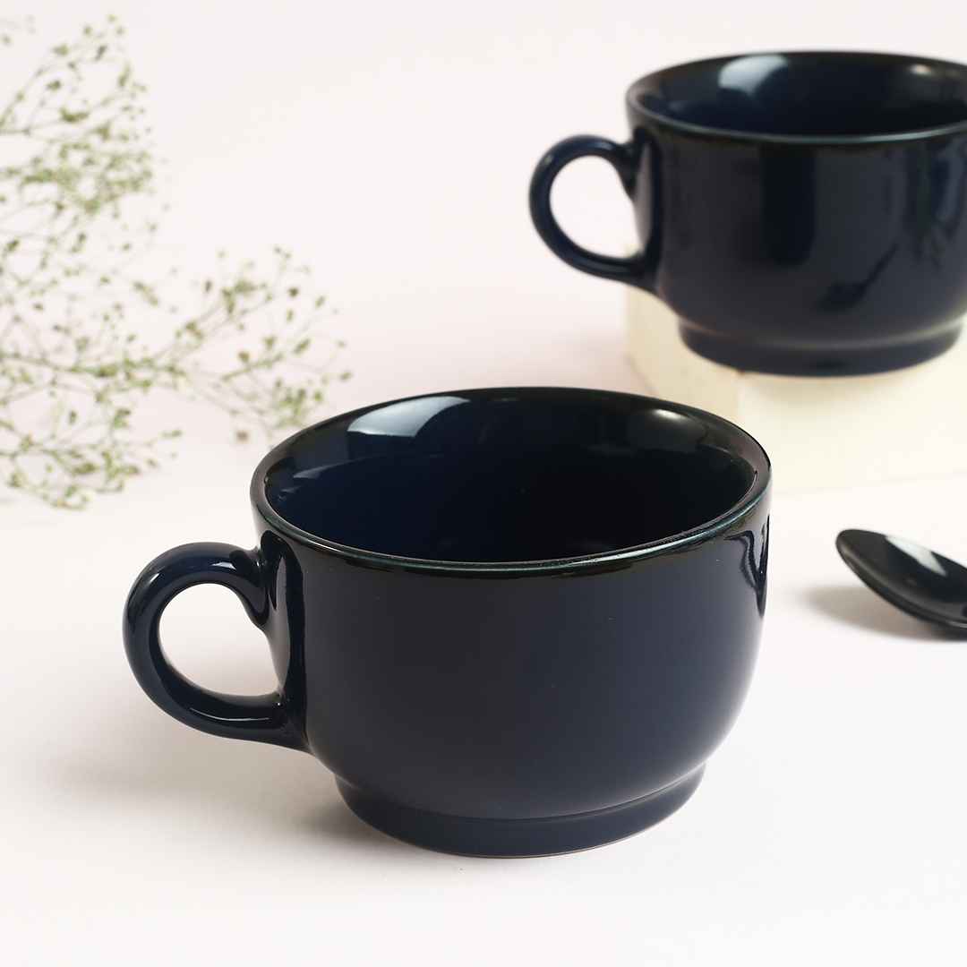 Teramo Navy Blue Glaze Soup Mug Set of 2 - Image 7