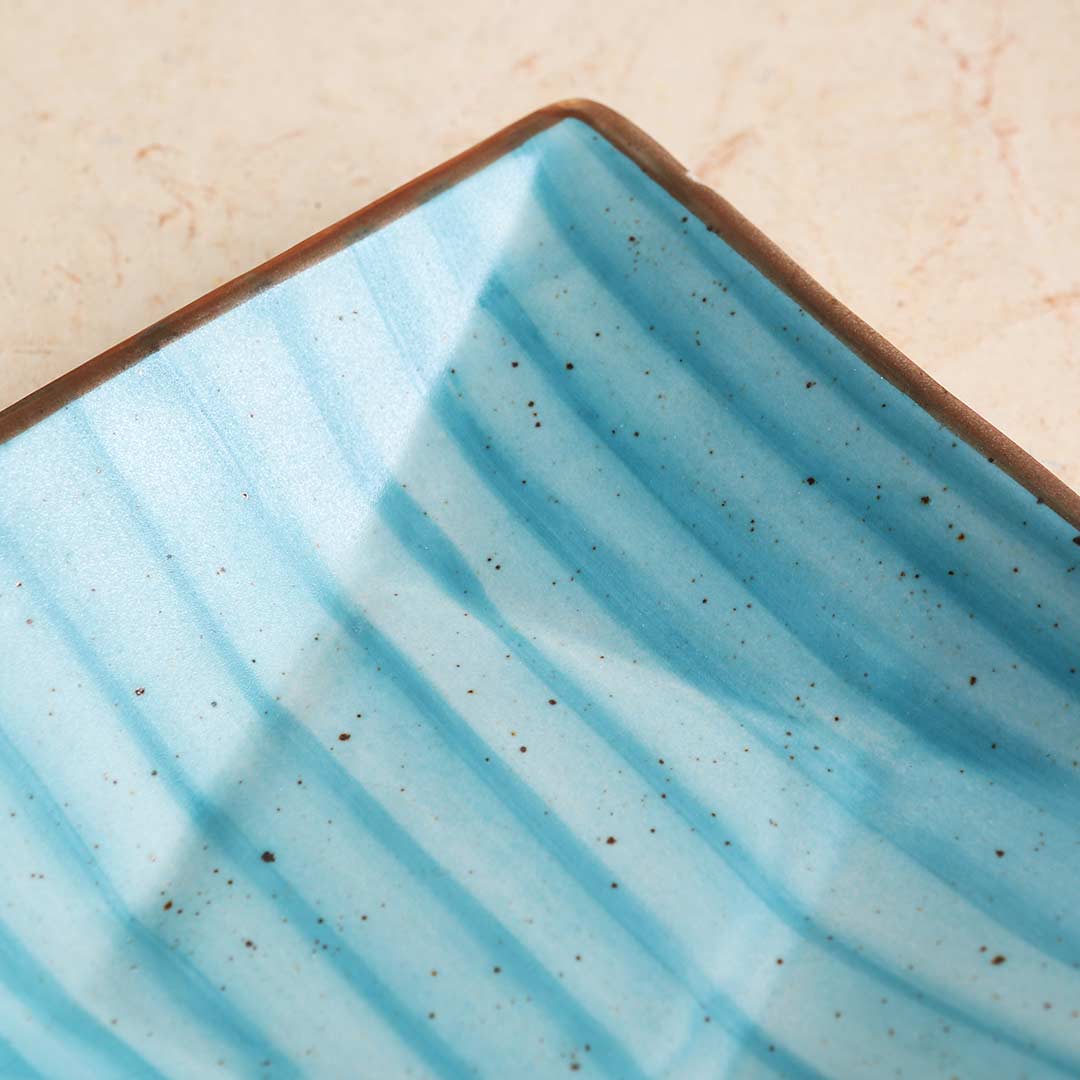 Teramo Stoneware Square Platter 8" x 8" - Blue - Image 5