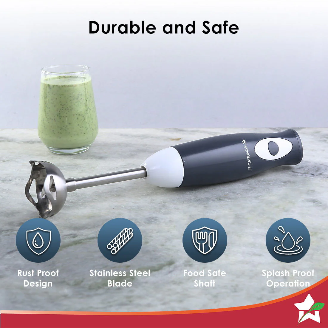 Ultima Plus Electric Hand Blender | Portable I Easy Control Grip | Hot & Cold Blending | 300W Powerful Motor | Single Push Button Operation | Sharp Food Grade Anti Rust Stainless Steel Blades | Detachable stem | 2 Year Warranty | Black - Image 3