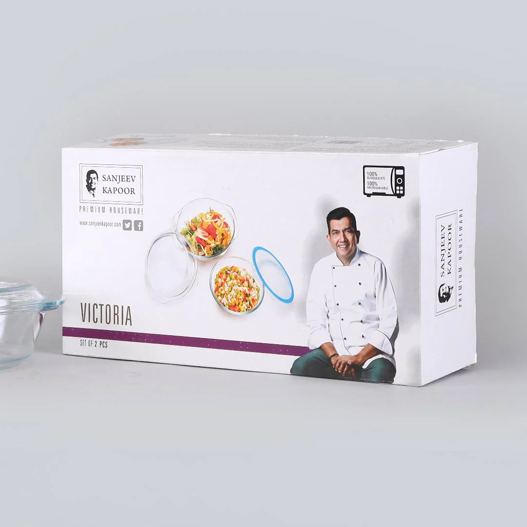 Victoria Borosilicate Glass 1 Casserole 1050ml + 1 Mixing Bowl 1000ml With Lids -  Set Of 2 Pcs - Image 3